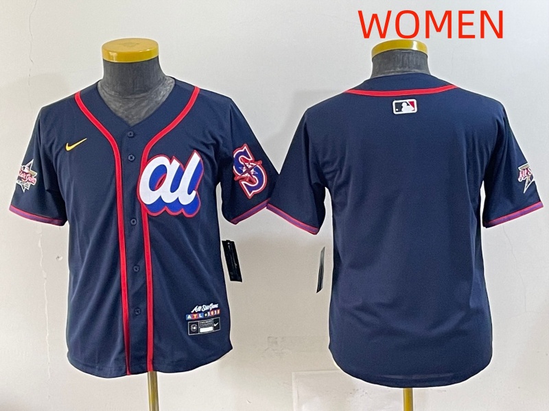 Women 2025 Seattle Mariners Blank Drak Blue All star Blank Blue Nike MLB Jersey style 8